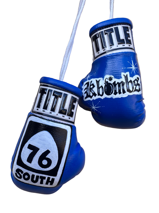 Custom Mini Boxing Gloves, Blue, 76 South